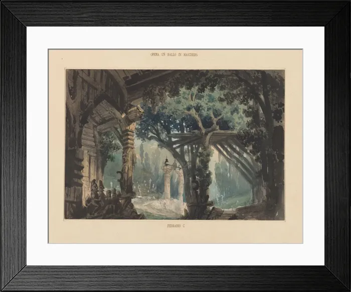Framed Print : Set design for opera Un ballo in maschera by Giuseppe Verdi Framed Print : Set design for opera Un ballo in maschera by Giuseppe Verdi