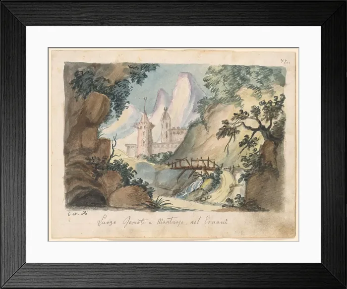 Framed Print : Set design for the Opera Ernani by Giuseppe Verdi Framed Print : Set design for the Opera Ernani by Giuseppe Verdi