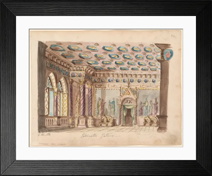 Framed Print : Set design for the Opera Ernani by Giuseppe Verdi Framed Print : Set design for the Opera Ernani by Giuseppe Verdi