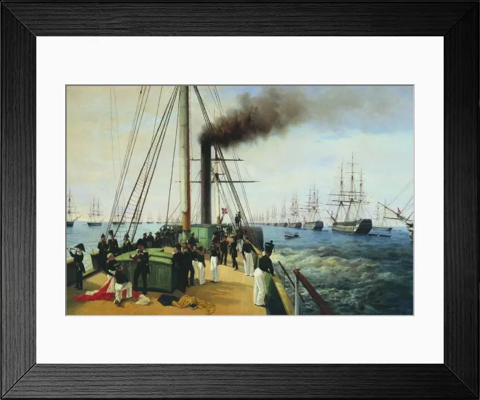 Framed Print : The review of the Baltic Fleet by the Emperor Nicholas I on the steamer Nevka, 1850-1860s Framed Print : The review of the Baltic Fleet by the Emperor Nicholas I on the steamer Nevka, 1850-1860s