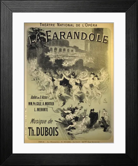 Framed Print : Poster for the ballet La Farandole by Theodore Dubois, 1883 Framed Print : Poster for the ballet La Farandole by Theodore Dubois, 1883
