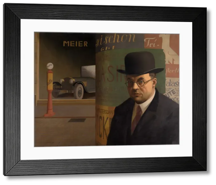 Framed Print : Self-Portrait in Front of an Advertising Column, 1926 Framed Print : Self-Portrait in Front of an Advertising Column, 1926