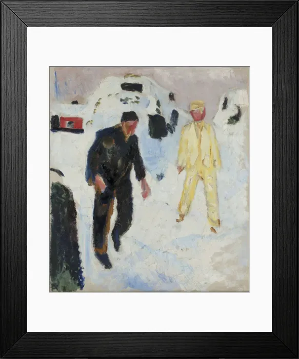 Framed Print : Black and Yellow Men in Snow, 1910-1912 Framed Print : Black and Yellow Men in Snow, 1910-1912