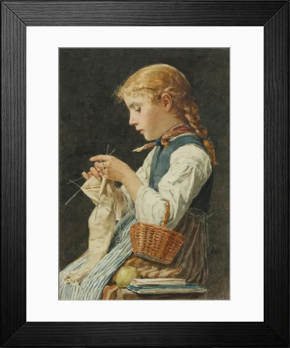 Framed Print : Girl Knitting, c. 1886 Framed Print : Girl Knitting, c. 1886