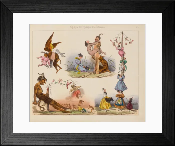 Framed Print : Illustration from the Series Charges et Decharges diaboliques, 1830 Framed Print : Illustration from the Series Charges et Decharges diaboliques, 1830
