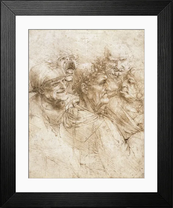 Framed Print : A group of five grotesque heads, ca 1493 Framed Print : A group of five grotesque heads, ca 1493
