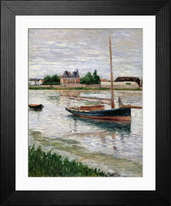Framed Print : Sailboat Moored on the Seine, Argenteuil, ca 1891