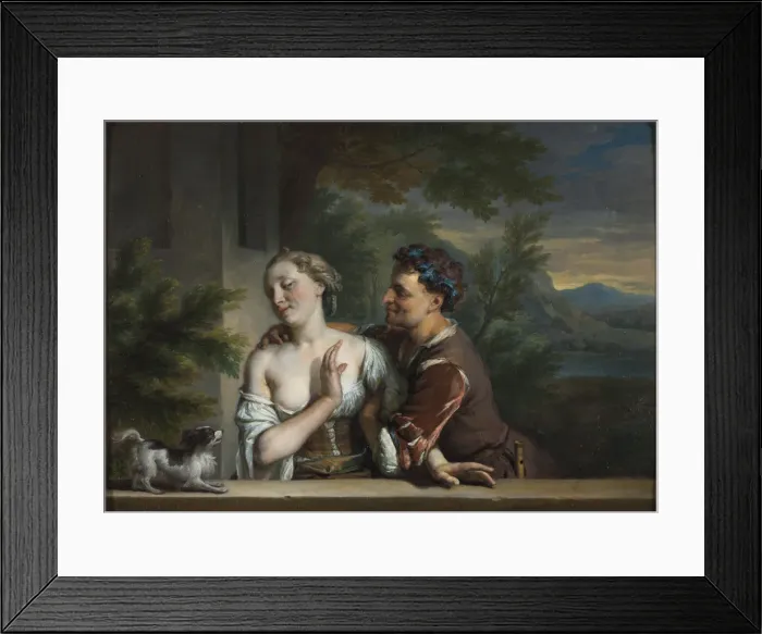 Framed Print : A Man Trying to embrace a Woman Framed Print : A Man Trying to embrace a Woman