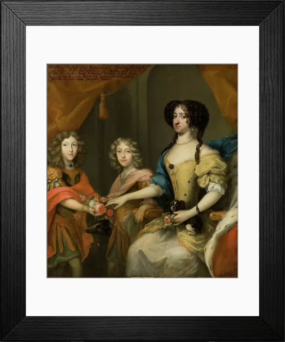 Framed Print : Anna Sophie of Denmark (1647-1717), Electress of Saxony with sons John George and Frederick Augustus Framed Print : Anna Sophie of Denmark (1647-1717), Electress of Saxony with sons John George and Frederick Augustus