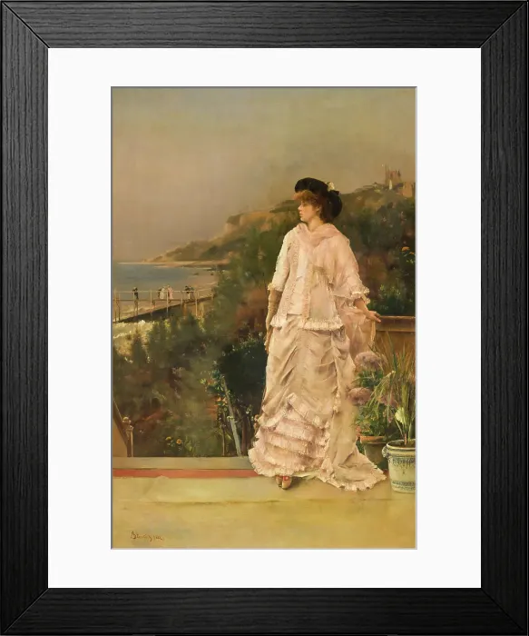Framed Print : Woman on a terrace by the sea, 1882 Framed Print : Woman on a terrace by the sea, 1882