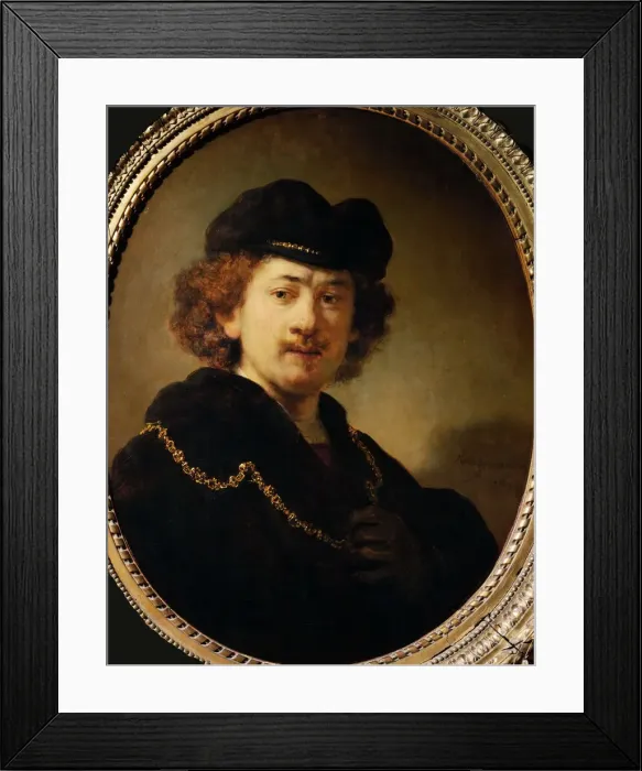 Framed Print : Self-Portrait with Beret and Gold Chain, 1633 Framed Print : Self-Portrait with Beret and Gold Chain, 1633