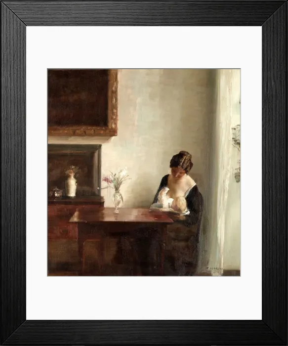 Framed Print : Interior with Mother and Child Framed Print : Interior with Mother and Child