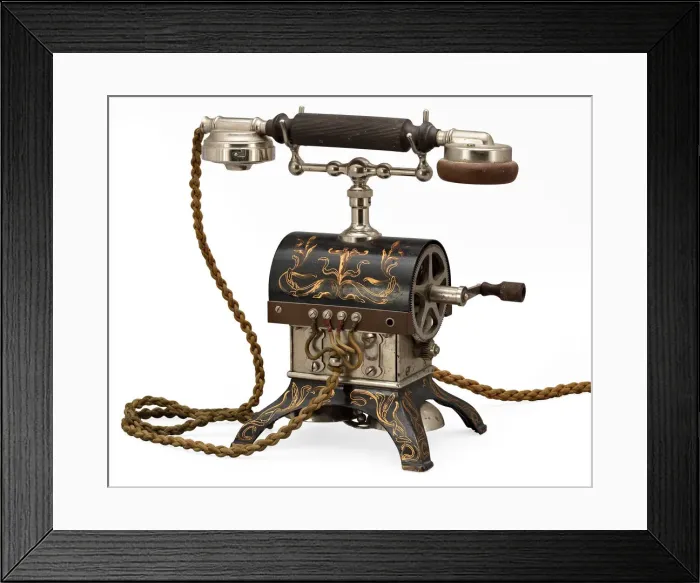 Framed Print : Russian table telephone by Firma Geisler, St Petersburg, 1890s Framed Print : Russian table telephone by Firma Geisler, St Petersburg, 1890s