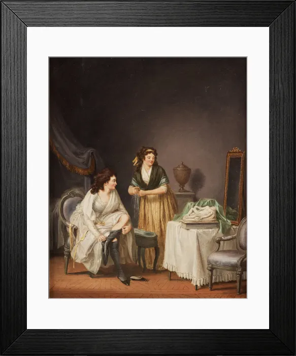 Framed Print : A woman pulling up her stocking, 1798 Framed Print : A woman pulling up her stocking, 1798