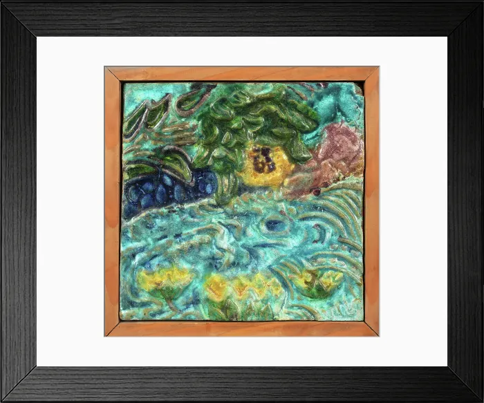 Framed Print : Tile with lilies, End 1890s Framed Print : Tile with lilies, End 1890s