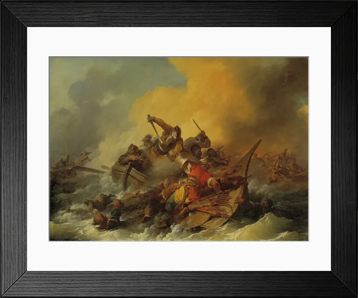 Framed Print : Battle at Sea between Soldiers and Oriental Pirates, 1767 Framed Print : Battle at Sea between Soldiers and Oriental Pirates, 1767