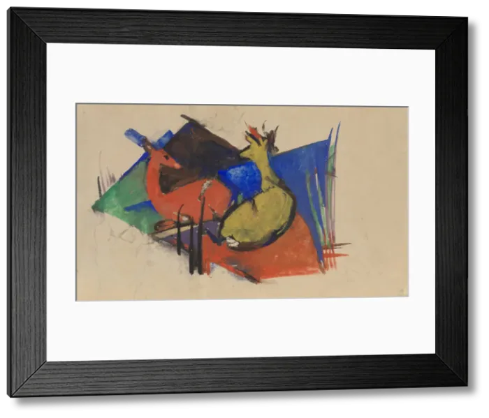 Framed Print : Two Deer Lying Down, 1912-1913 Framed Print : Two Deer Lying Down, 1912-1913