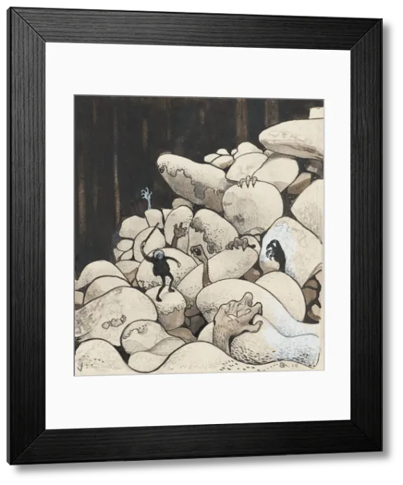 Framed Print : Trolls amongst the stones. Illustration for Bland tomtar och troll (Among Gnomes and Trolls) by Al Framed Print : Trolls amongst the stones. Illustration for Bland tomtar och troll (Among Gnomes and Trolls) by Al