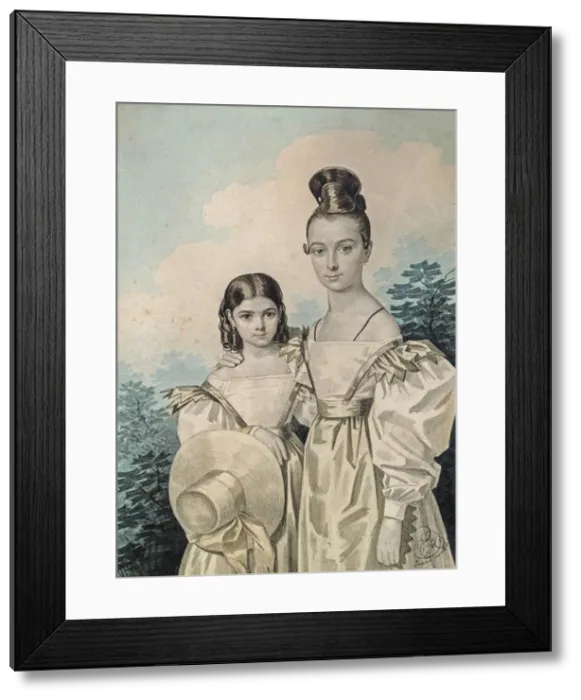 Framed Print : Portrait of Sisters Sofia Petrovna (1823-1877) and Alexandra Petrovna (1821-1880) Ushakov, 1830s Framed Print : Portrait of Sisters Sofia Petrovna (1823-1877) and Alexandra Petrovna (1821-1880) Ushakov, 1830s