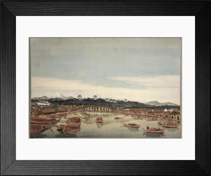 Framed Print : Nihonbashi in Edo and the Fuji in the background, 1823-1829 Framed Print : Nihonbashi in Edo and the Fuji in the background, 1823-1829