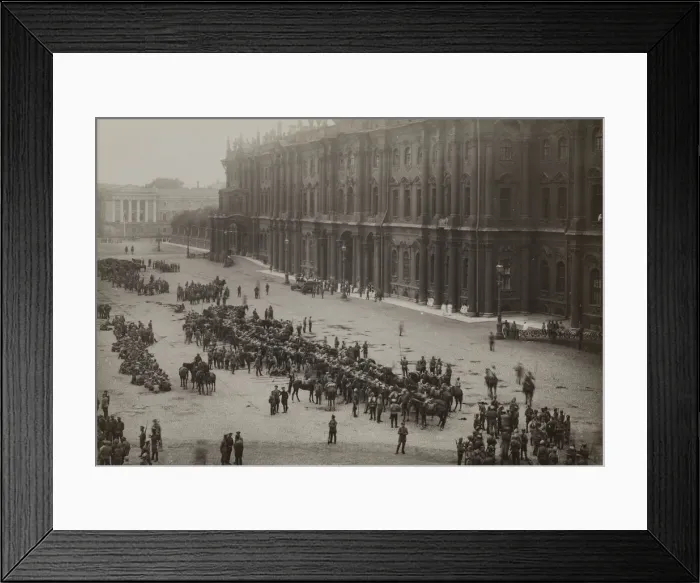 Framed Print : Regiments summoned back from the war front by the Provisional Government on Palace Square, before th Framed Print : Regiments summoned back from the war front by the Provisional Government on Palace Square, before th