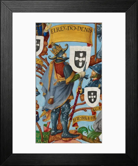 Framed Print : King Denis I of Portugal (1261-1325) From Genealogia dos Reis de Portugal, ca 1530 Framed Print : King Denis I of Portugal (1261-1325) From Genealogia dos Reis de Portugal, ca 1530