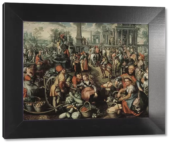Market Scene with Ecce Homo, the Flagellation and the Carrying of the Cross, 1561
