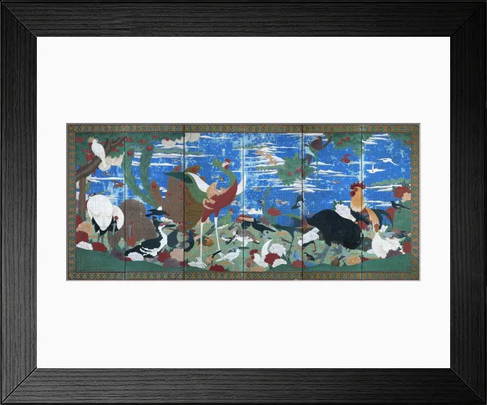 Framed Print : Birds, Animals, and Flowering Plants in Imaginary Scene, 18th century Framed Print : Birds, Animals, and Flowering Plants in Imaginary Scene, 18th century
