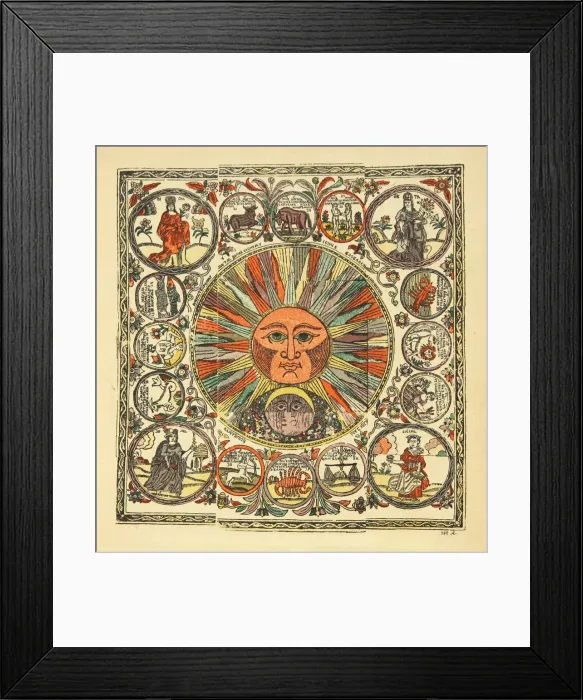 Framed Print : Sun and Zodiac, 19th century Framed Print : Sun and Zodiac, 19th century