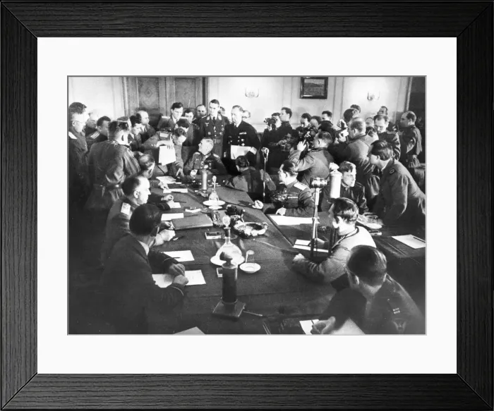 Framed Print : The signing the German Instrument of Surrender in Berlin, May 8, 1945, 1945 Framed Print : The signing the German Instrument of Surrender in Berlin, May 8, 1945, 1945