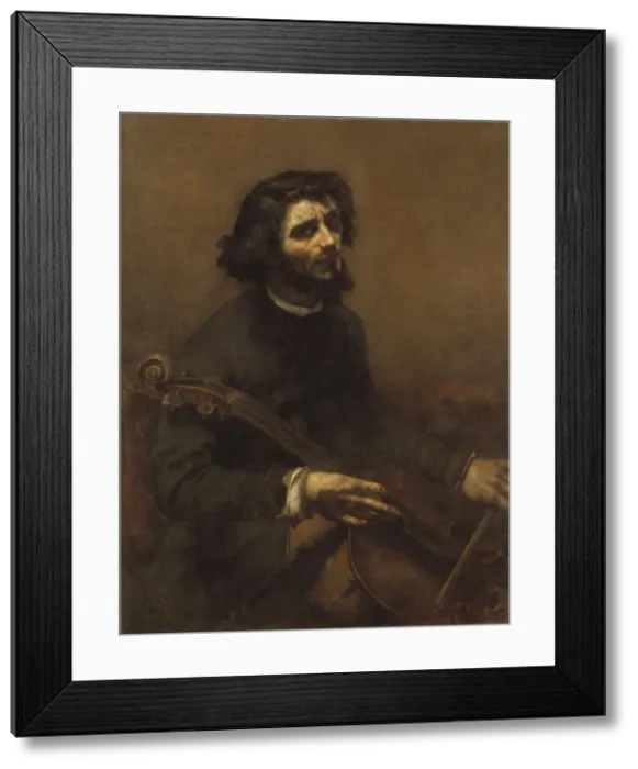 Framed Print : The Cellist (Self-portrait), 1847