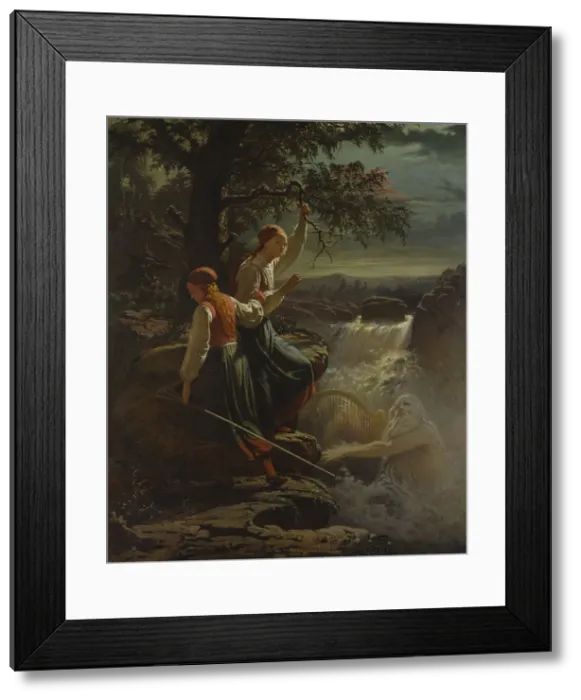 Framed Print : Two Peasant Girls listening to the Playing of the Water Sprite, 1860 Framed Print : Two Peasant Girls listening to the Playing of the Water Sprite, 1860
