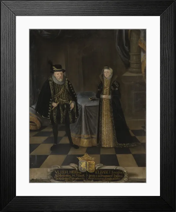 Framed Print : Portrait of Ulrich III (1527-1603), Duke of Mecklenburg and Elizabeth of Denmark (1524-1586), Duches Framed Print : Portrait of Ulrich III (1527-1603), Duke of Mecklenburg and Elizabeth of Denmark (1524-1586), Duches