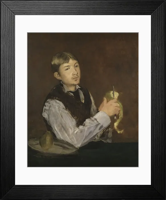 Framed Print : Young Boy Peeling a Pear Framed Print : Young Boy Peeling a Pear