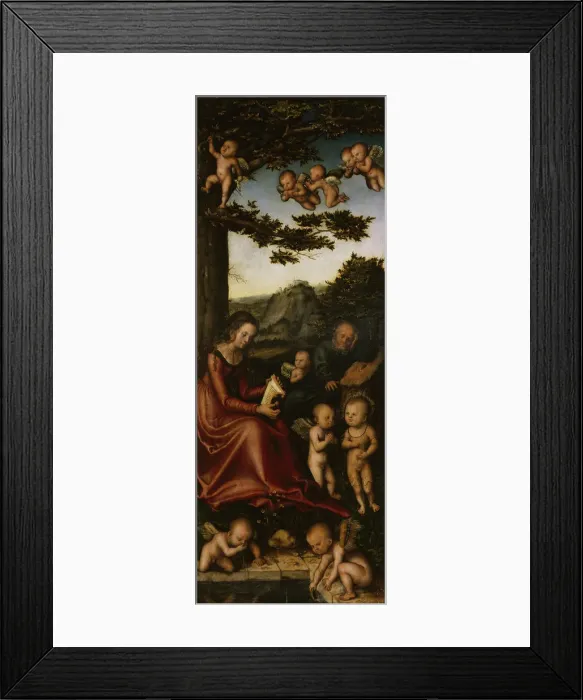 Framed Print : The Holy Family surrounded by Angels. Altarpiece of the Virgin (left wing), 1510-1515 Framed Print : The Holy Family surrounded by Angels. Altarpiece of the Virgin (left wing), 1510-1515