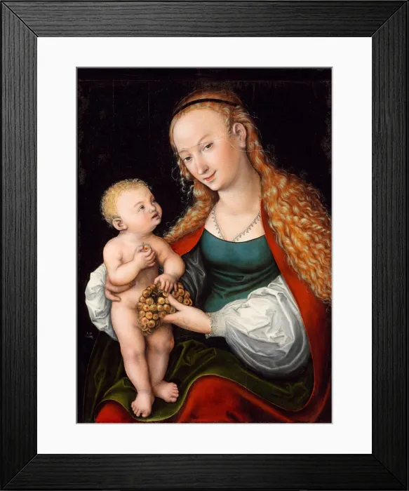Framed Print : The Virgin and Child with a Bunch of Grapes, after 1537 Framed Print : The Virgin and Child with a Bunch of Grapes, after 1537