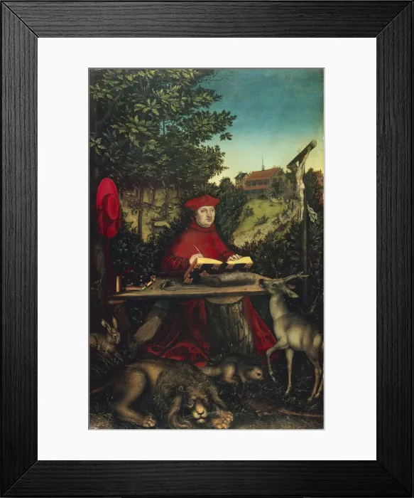 Framed Print : Cardinal Albrecht of Brandenburg (1490-1545) as Saint Jerome, 1527 Framed Print : Cardinal Albrecht of Brandenburg (1490-1545) as Saint Jerome, 1527