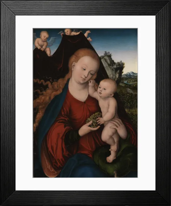 Framed Print : The Virgin and Child with a Bunch of Grapes, c. 1525 Framed Print : The Virgin and Child with a Bunch of Grapes, c. 1525