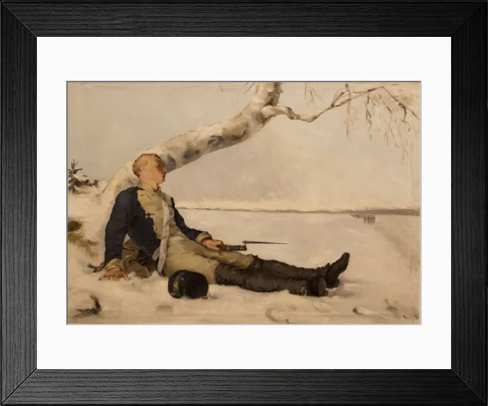 Framed Print : Wounded Warrior in the Snow, 1880 Framed Print : Wounded Warrior in the Snow, 1880