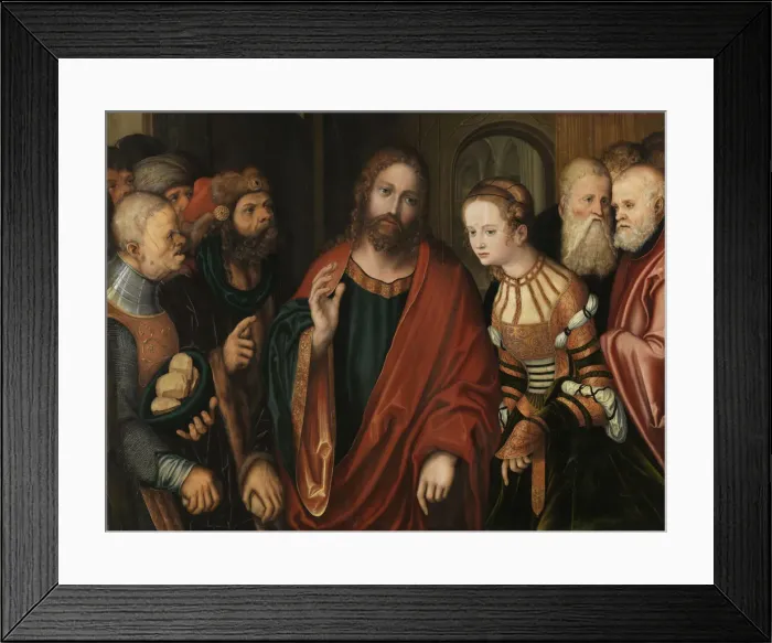 Framed Print : Christ and the Woman Taken in Adultery, c. 1520 Framed Print : Christ and the Woman Taken in Adultery, c. 1520