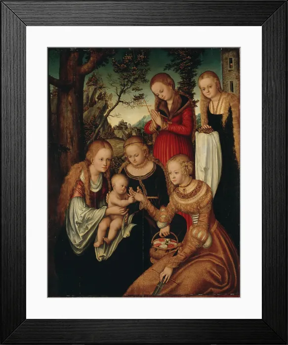 Framed Print : The Virgin and Child with Saints Catherine, Dorothy, Margaret and Barbara (so-called Marriage of St Framed Print : The Virgin and Child with Saints Catherine, Dorothy, Margaret and Barbara (so-called Marriage of St