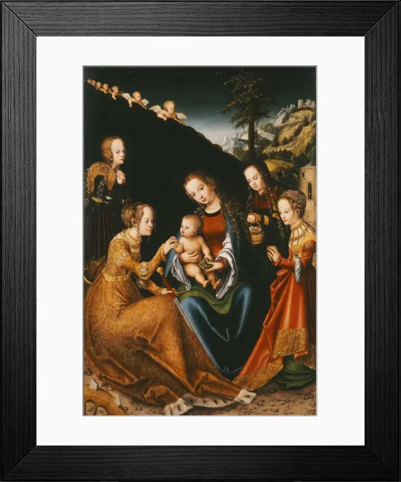 Framed Print : The Mystic Marriage of Saint Catherine of Alexandria with Saints Dorothy, Margaret and Barbara, ca 1 Framed Print : The Mystic Marriage of Saint Catherine of Alexandria with Saints Dorothy, Margaret and Barbara, ca 1