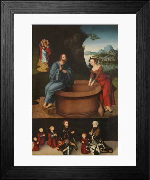 Framed Print : Christ and the Samaritan Woman at Jacobs Well, ca 1525-1537 Framed Print : Christ and the Samaritan Woman at Jacobs Well, ca 1525-1537