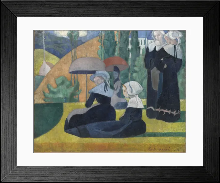 Framed Print : Breton Women with Umbrellas Framed Print : Breton Women with Umbrellas