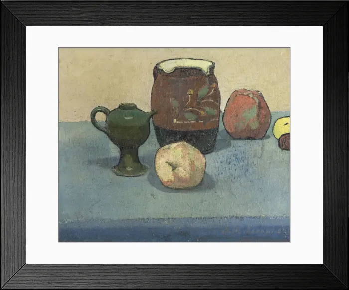 Framed Print : Stoneware pots and apples Framed Print : Stoneware pots and apples