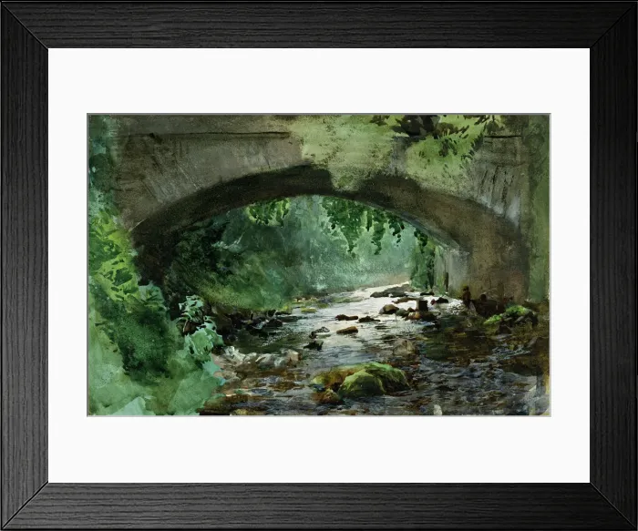 Framed Print : River under Old Stone Bridge