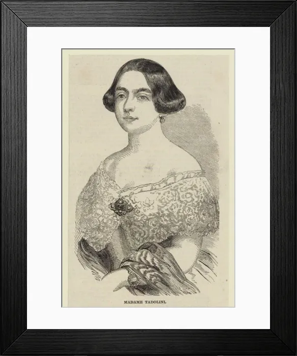 Framed Print : Portrait of the operatic soprano Eugenia Tadolini, nee Savorani (1809-1872), 1848