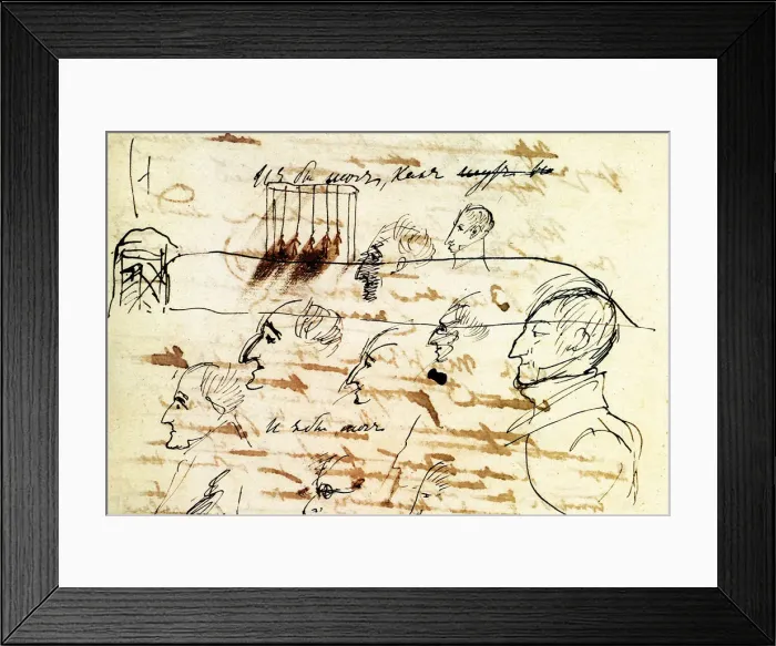 Framed Print : Sheet with drawing of the execution of the Decembrists, 1826-1827 Framed Print : Sheet with drawing of the execution of the Decembrists, 1826-1827