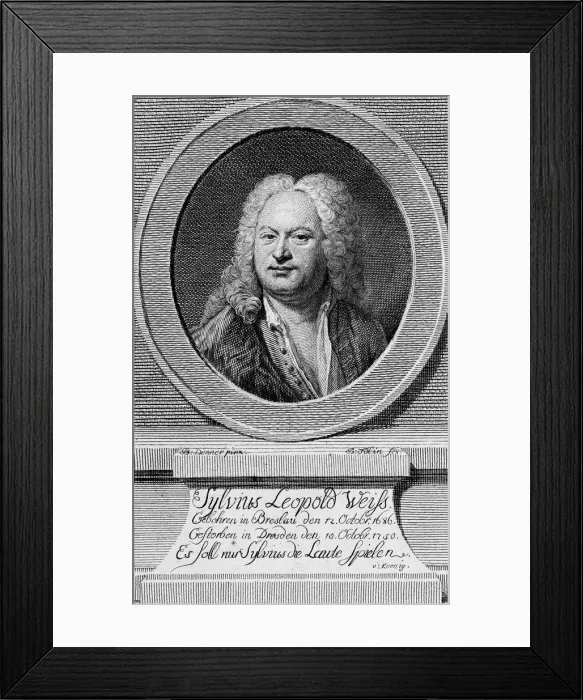 Framed Print : Portrait of Sylvius Leopold Weiss (1686-1750), 1750 Framed Print : Portrait of Sylvius Leopold Weiss (1686-1750), 1750