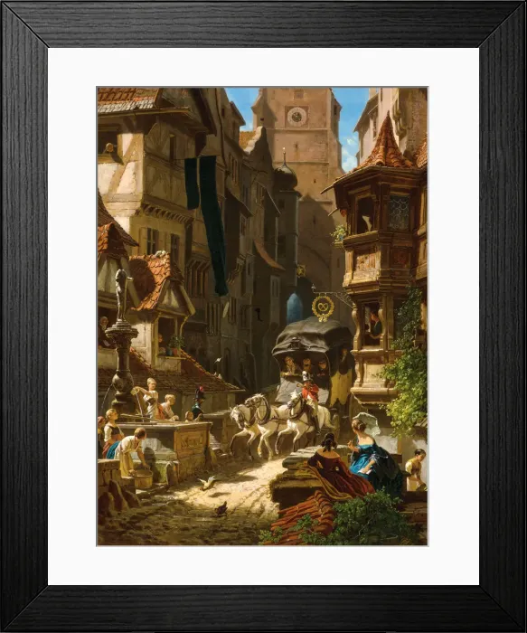 Framed Print : Arrival of the Stagecoach, ca 1859 Framed Print : Arrival of the Stagecoach, ca 1859